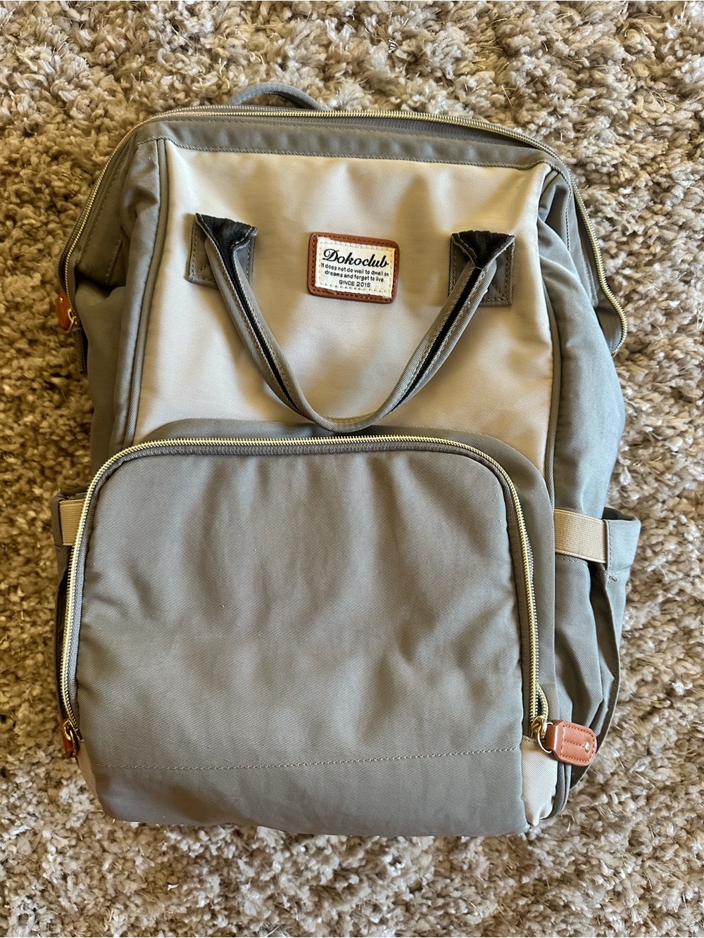 Dokoclub Gray Diaper Bag Backpack Insulated Pockets Large Travel